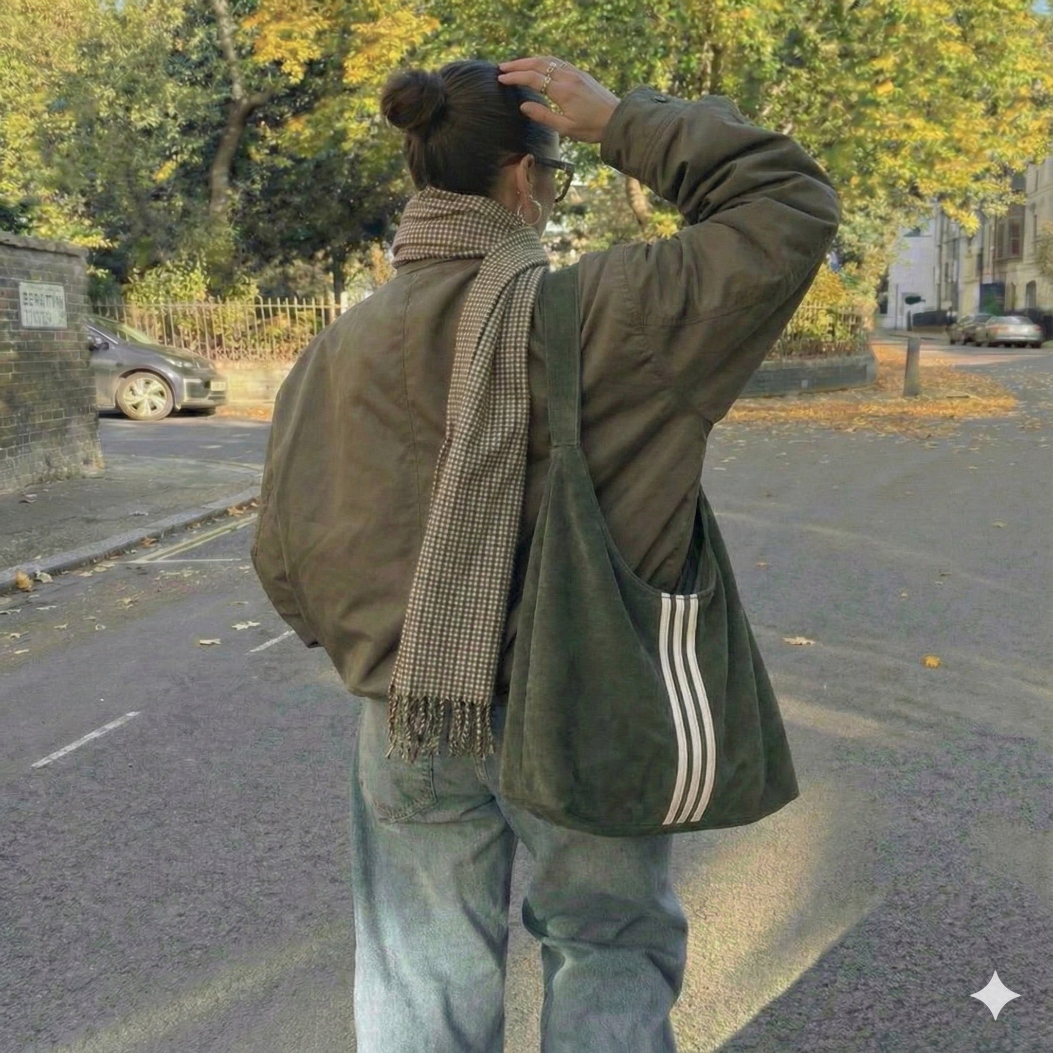 Gestreepte Schoudertas